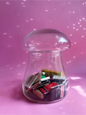 Vintage Glass Mushroom Lidded Jar / Terrarium